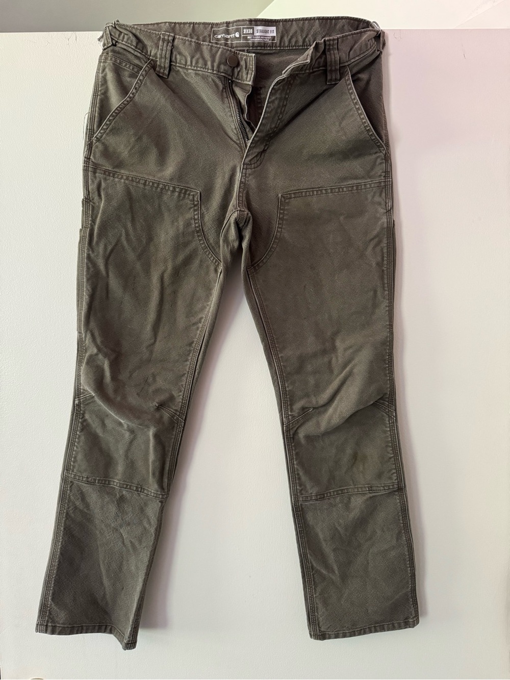 Carhartt Men's Olive Utility Work Jeans - Durable Pocket Design